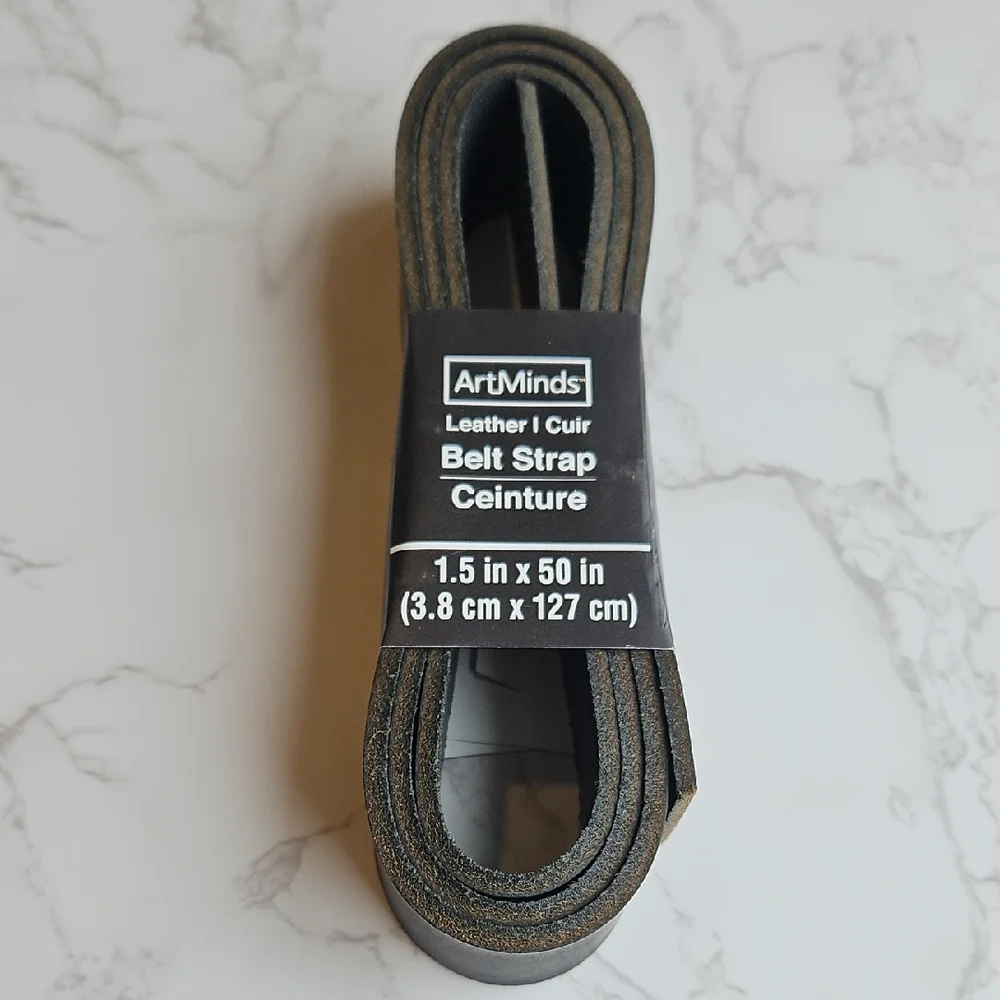 ArtMinds Black Leather Belt Strap 1.5 in x 50 In NWT